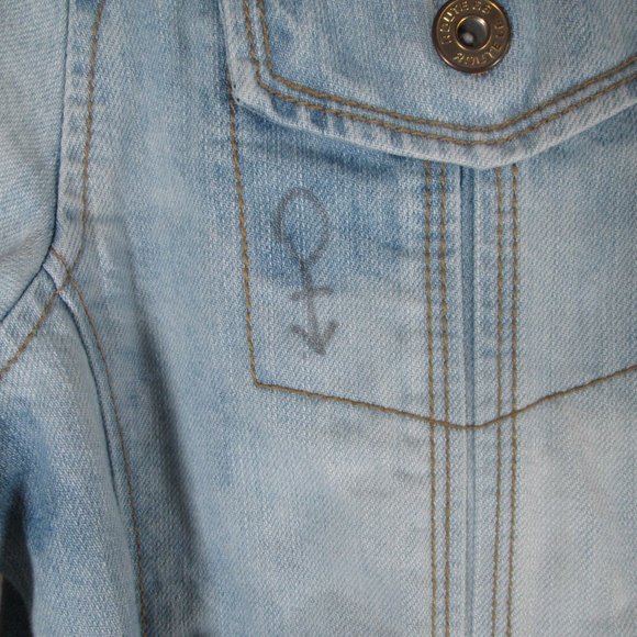 Route 66 Womens Faded Blue Jean Jacket Sz Large Band Lyrics Written Thro… - Picture 4 of 13